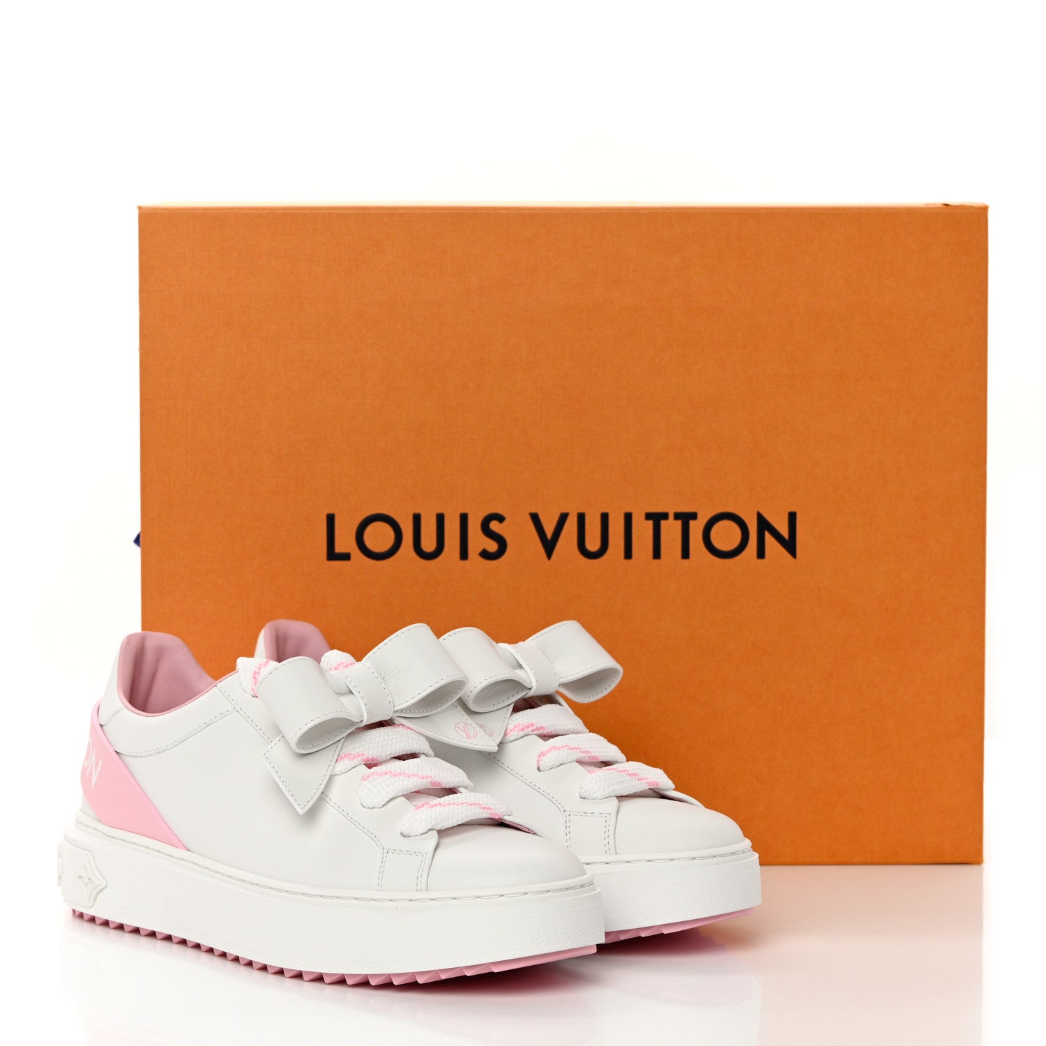 M*店様 ✨Louis Vuitton Time Out スニーカー37 白×ピ Louis Vuitton Time Out Bow Sneakers 37 White Pink 1193984