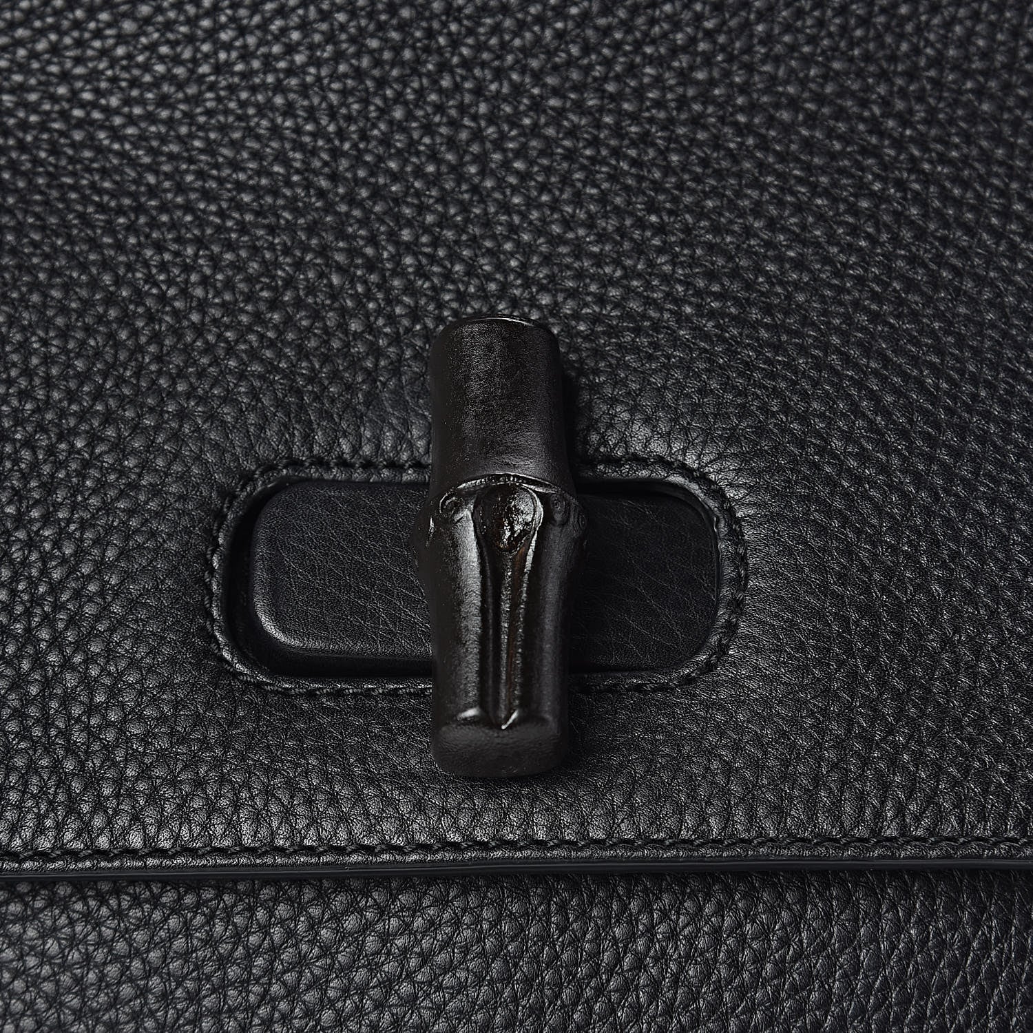 Gucci Pebbled Calfskin Large Bamboo Daily Top Handle Bag Black 10 of 10
