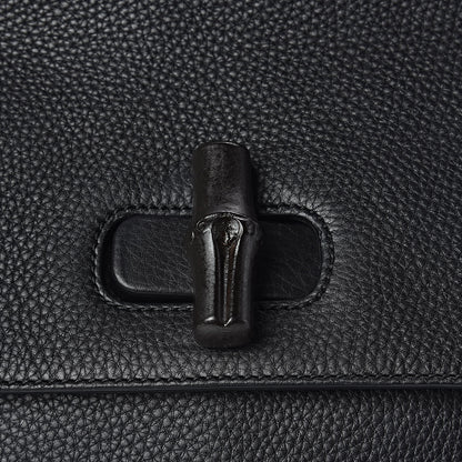 Gucci Pebbled Calfskin Large Bamboo Daily Top Handle Bag Black 10 of 10