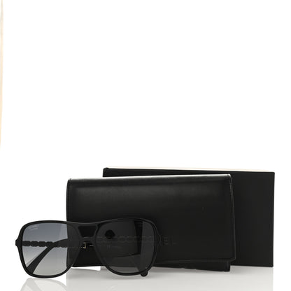 Chanel Metal Calfskin Polarized CC Chain Pilot Sunglasses 5439-Q-A Black 8 of 8