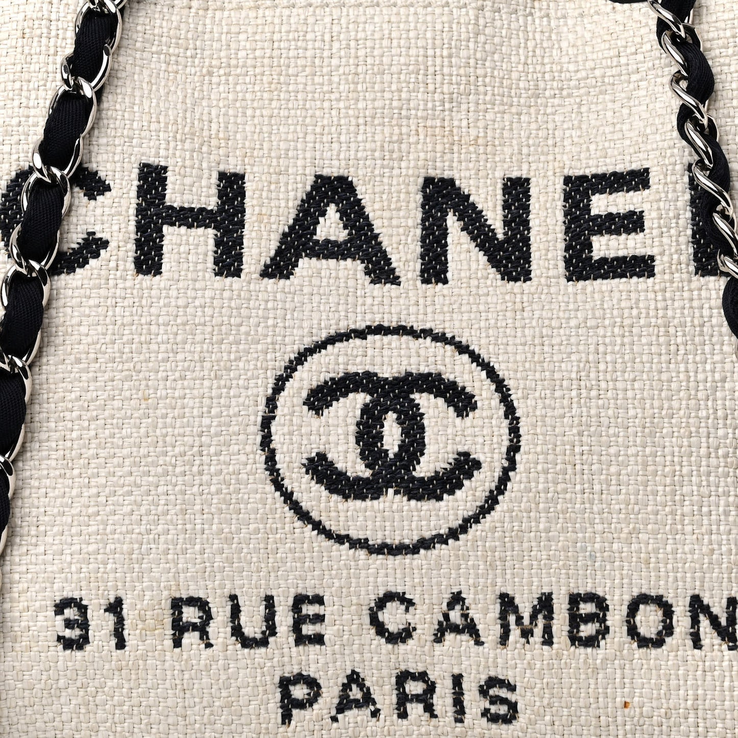 Woven Straw Raffia Medium Deauville Tote White Navy