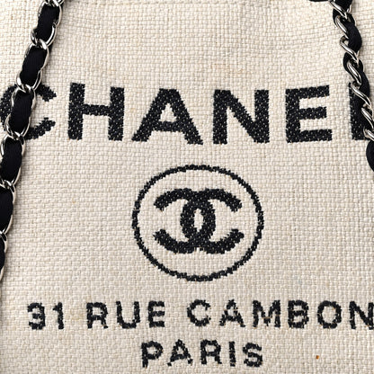 Chanel Woven Straw Raffia Medium Deauville Tote White Navy 8 of 15