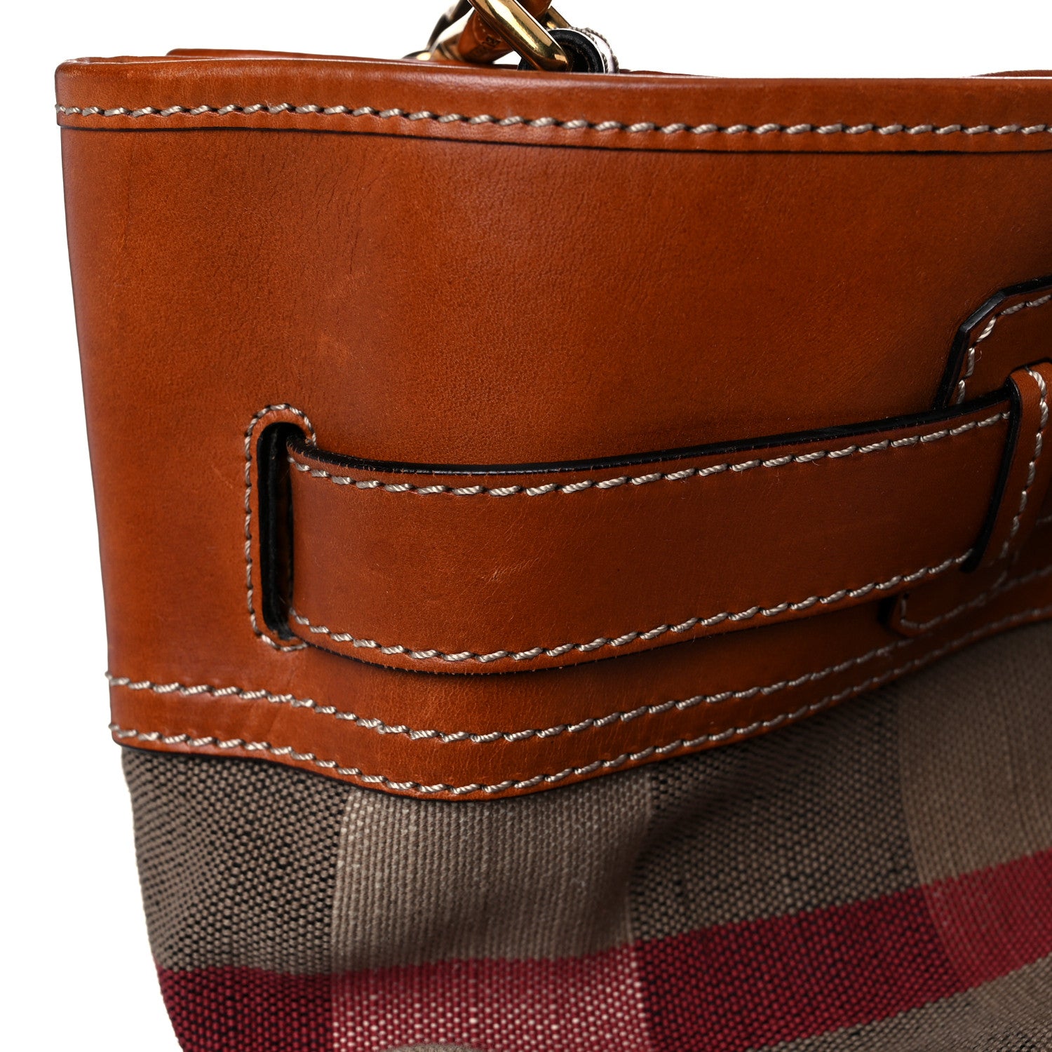 Burberry Canvas Mega Check Traveler Tote Dark Tan 26 of 36