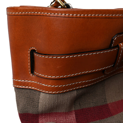 Burberry Canvas Mega Check Traveler Tote Dark Tan 26 of 36