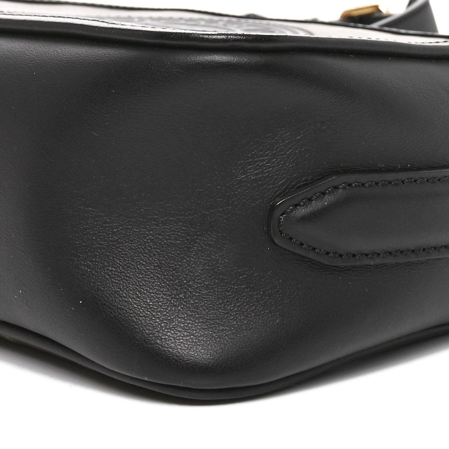 Fendi Glazed Fabric Vitello Century F is Fendi FF 1974 Stamp Patch Camera Case Mogano Panna Black 10 of 10