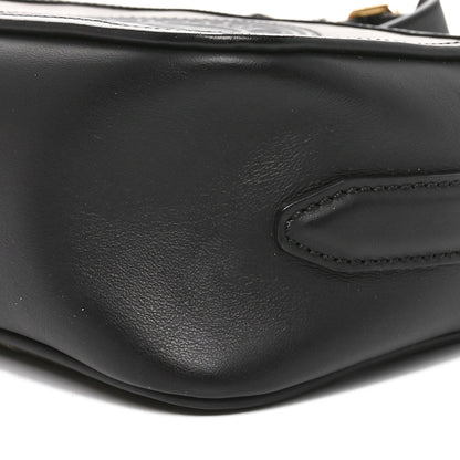Fendi Glazed Fabric Vitello Century F is Fendi FF 1974 Stamp Patch Camera Case Mogano Panna Black 10 of 10