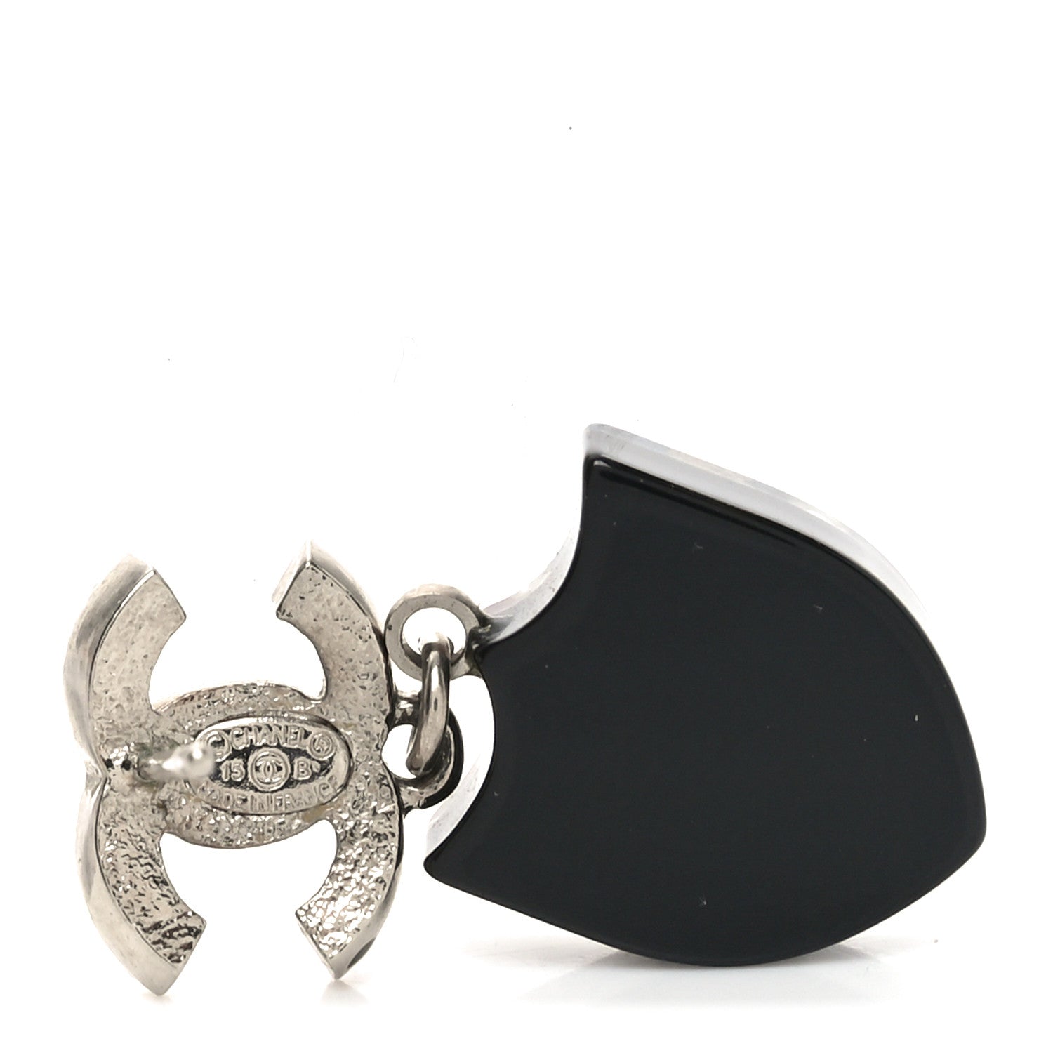 Chanel Pearl Enamel CC Shield Drop Earrings Silver 4 of 4