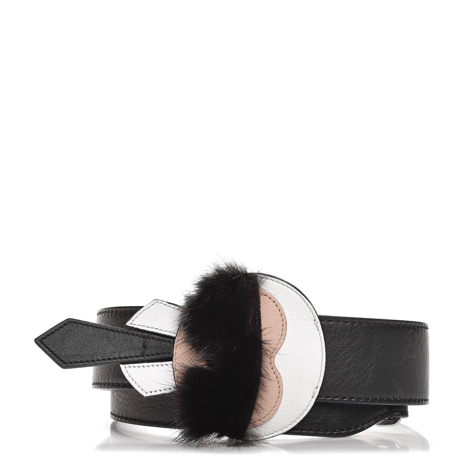 Fendi Vitello Dolce Mink Fur Karlito Inlay Strap You Black Multicolor 1 of 5