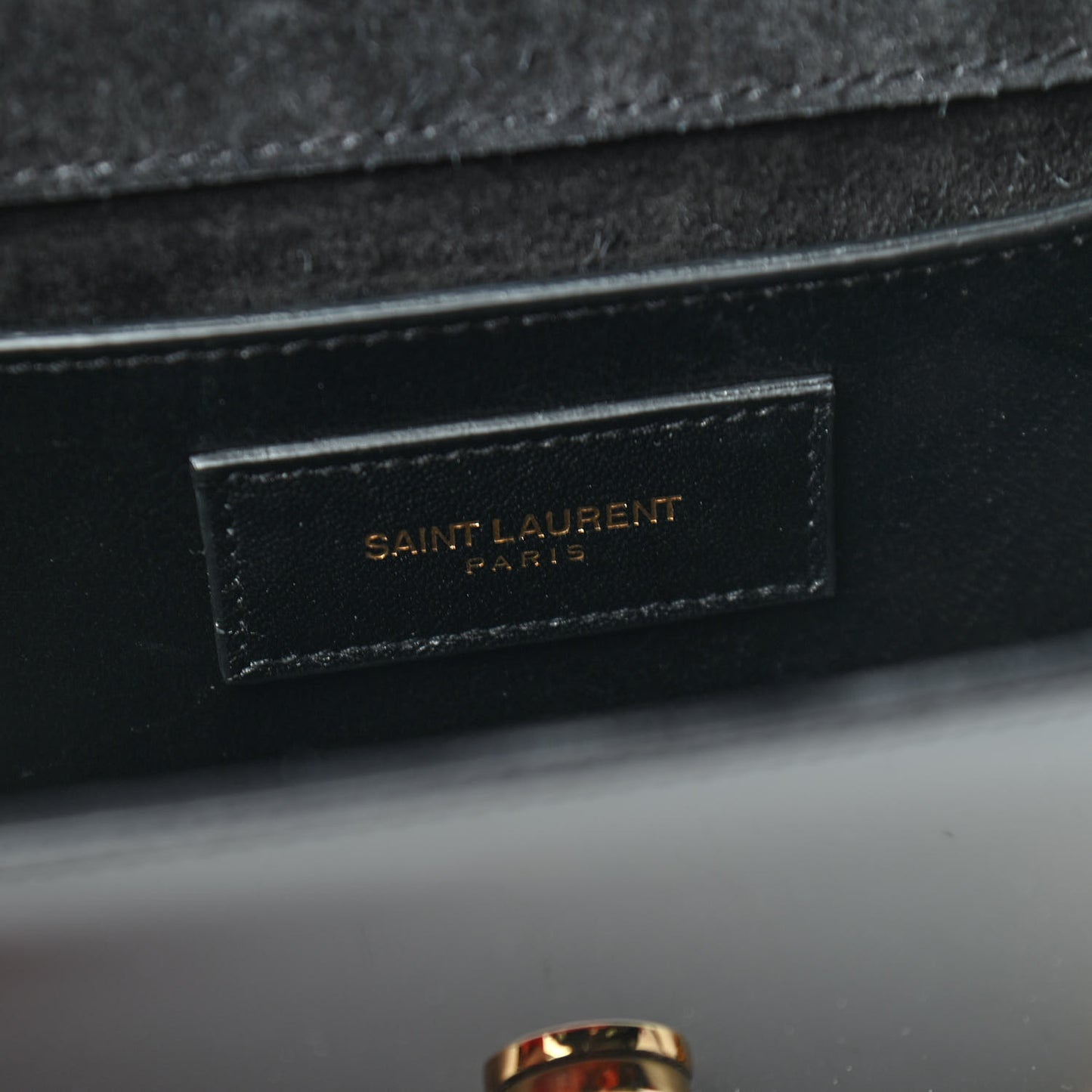 Patent Small Classic Monogram Kate Tassel Satchel Black