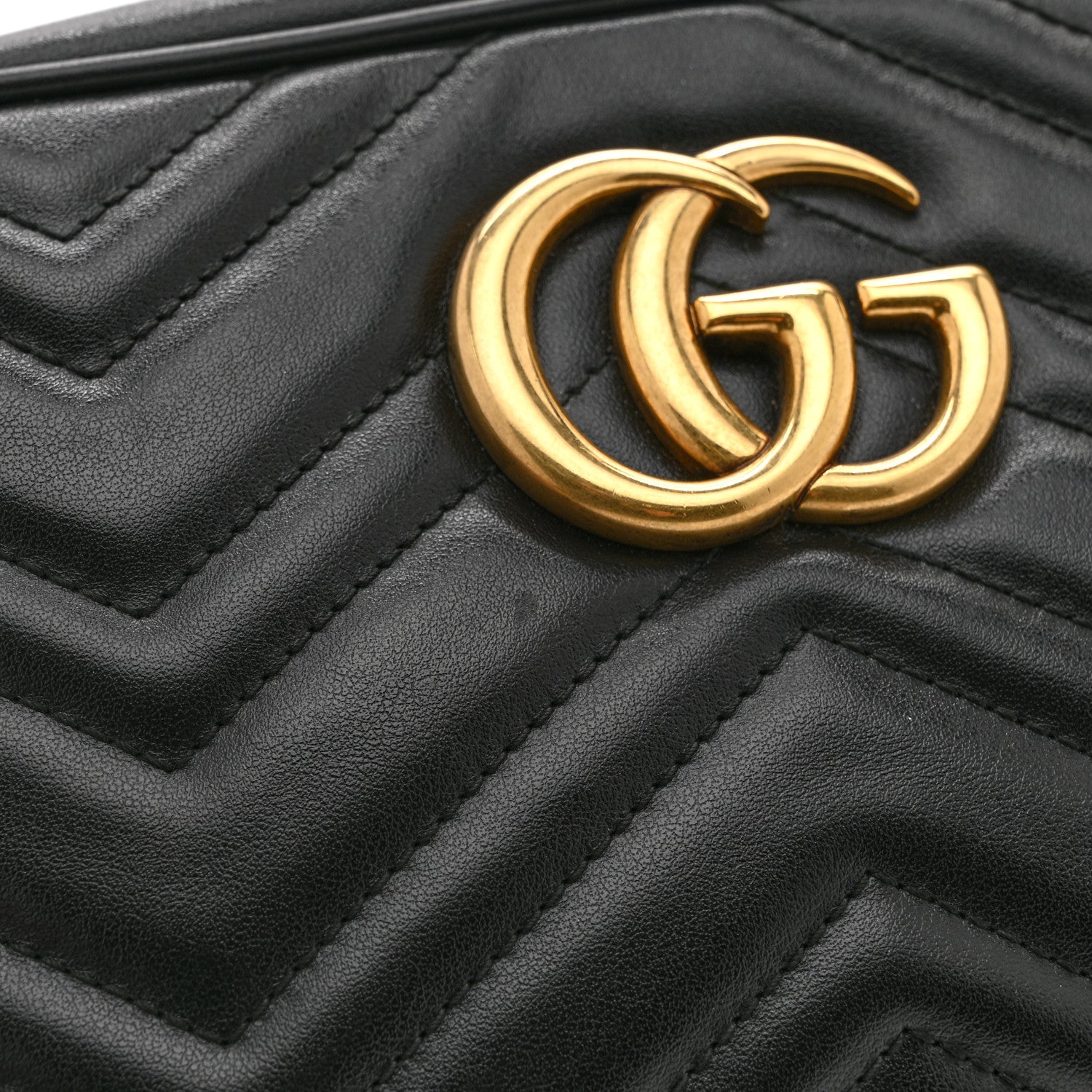 Gucci Calfskin Matelasse Small GG Marmont Chain Shoulder Bag Black 12 of 12