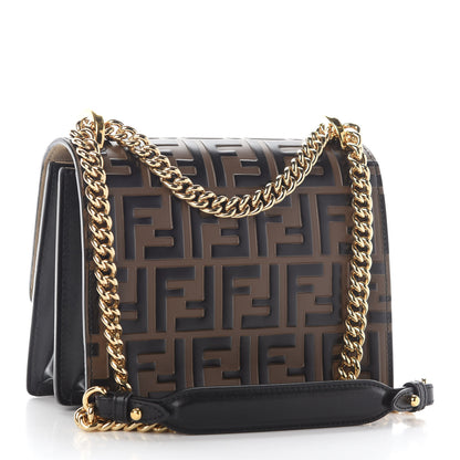 Fendi Vitello Liberty Bi-Color FF 1974 Embossed Small Kan U Shoulder Bag Maya Black 3 of 9