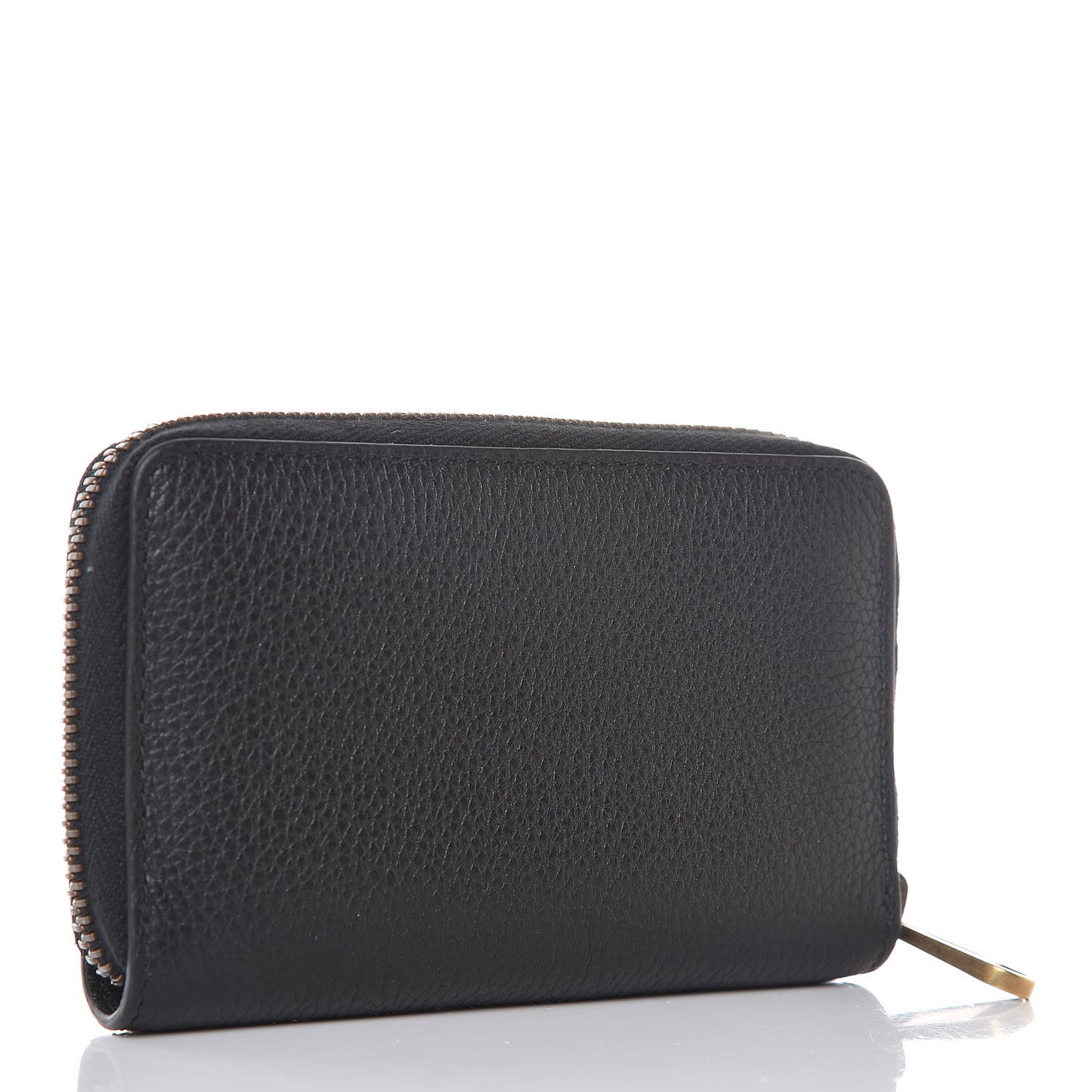 Calfskin Logo Zip Around Card Case Black