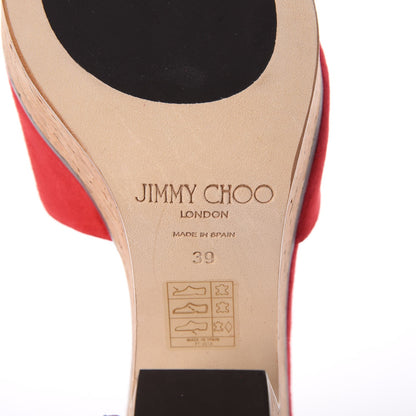Jimmy Choo Suede Cork DeeDee Platform Sandals 39 Red 8 of 11