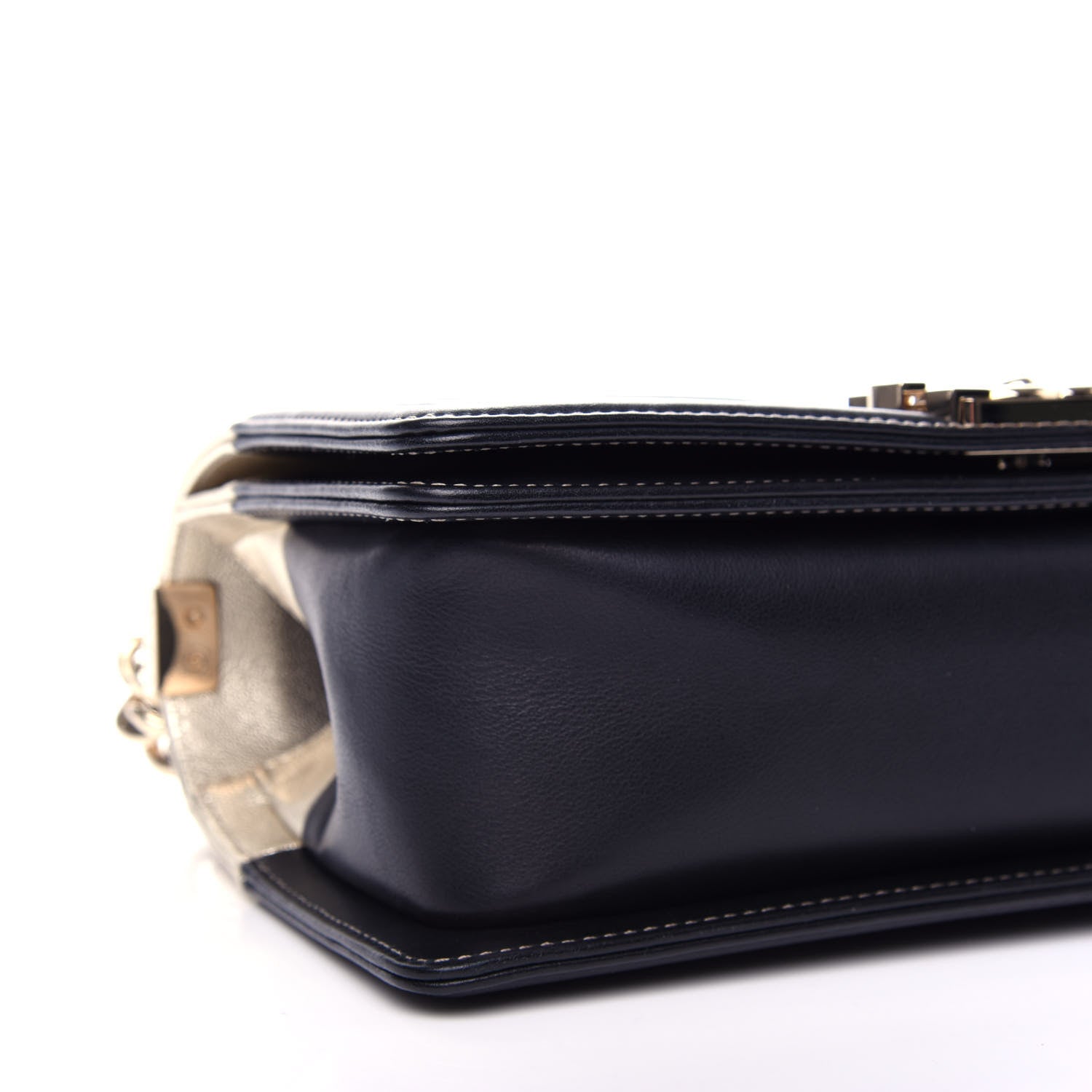 Chanel Metallic Goatskin Calfskin Medium Boy Flap Gold Black 8 of 10