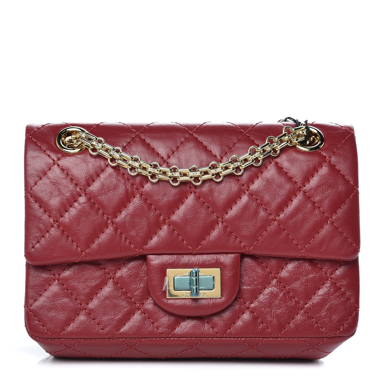 Aged Calfskin Quilted 2.55 Reissue Mini Flap Red