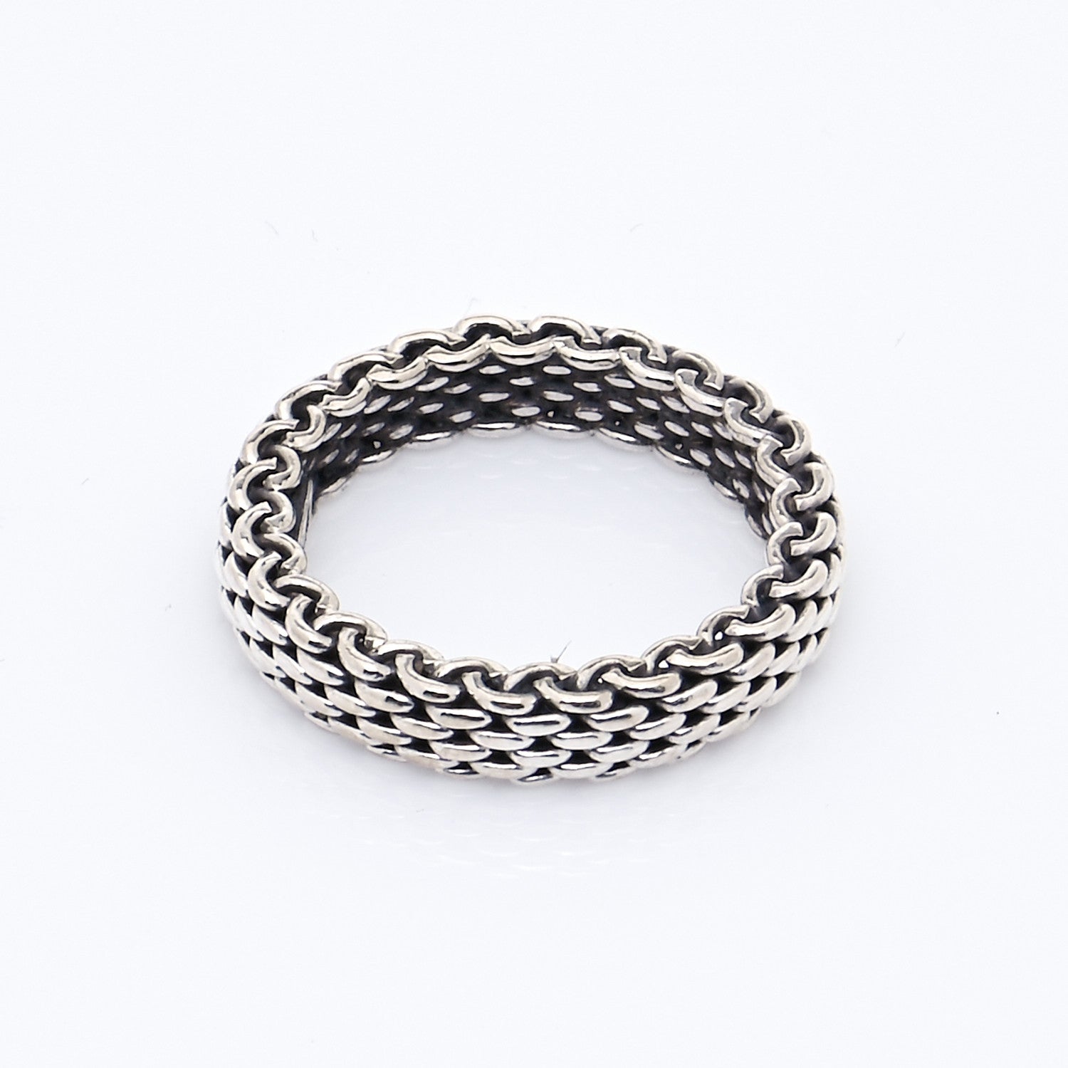 Tiffany Sterling Silver Narrow Mesh Somerset Ring 46 3.75 5 of 7