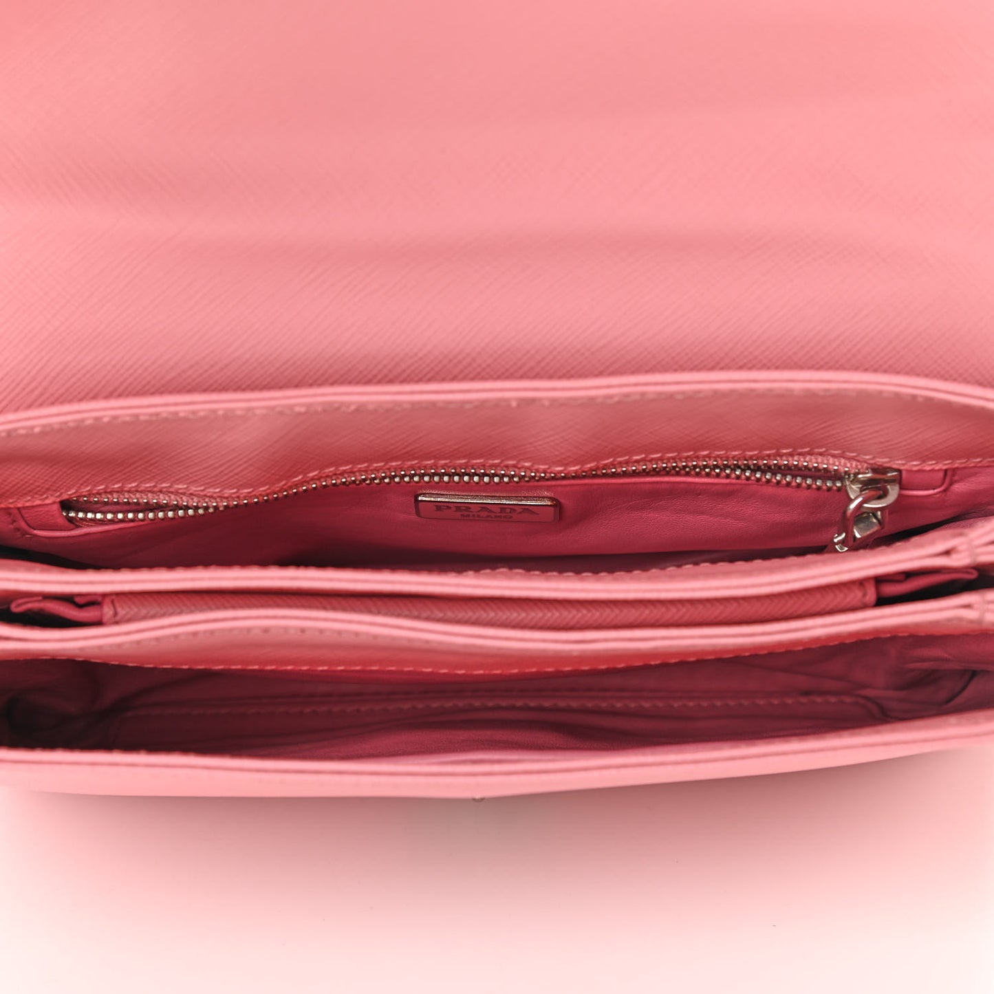 Saffiano Lux Lock Flap Chain Shoulder Bag Petalo