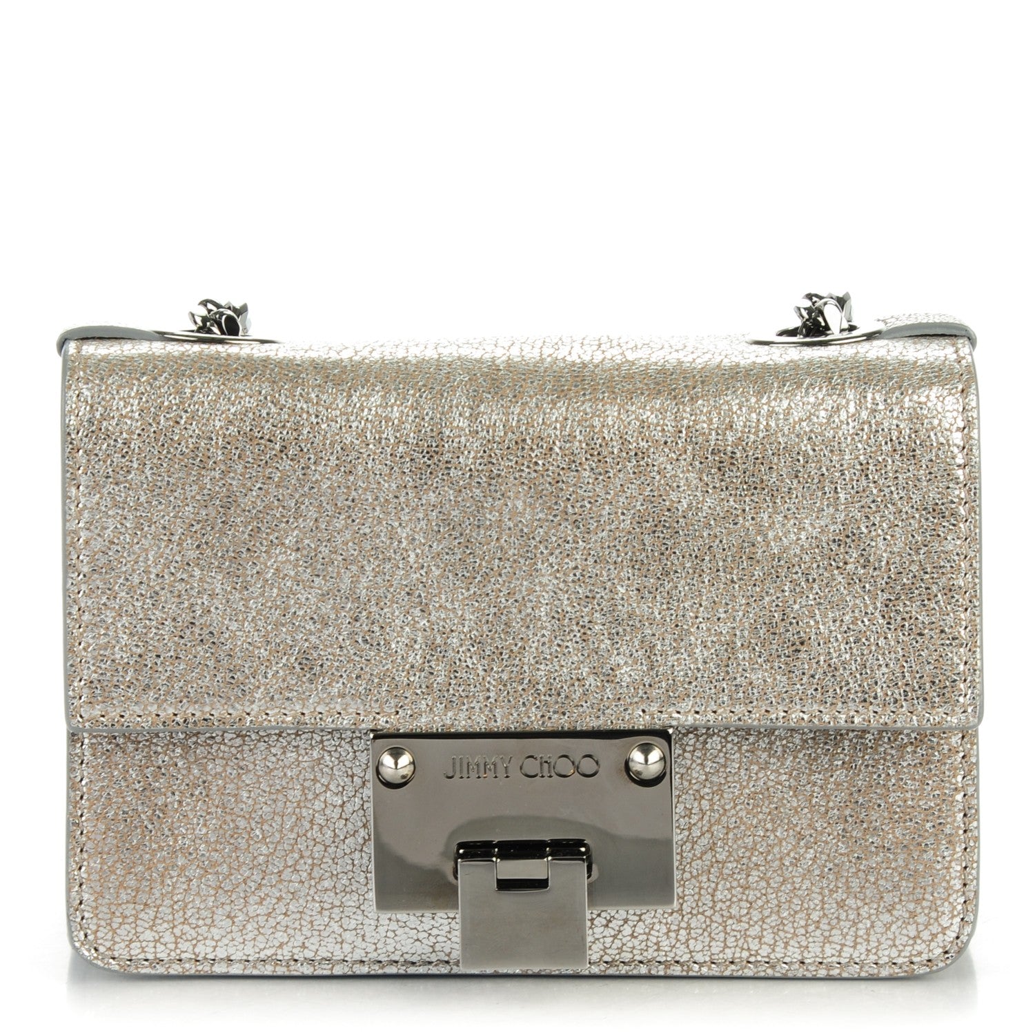 Jimmy Choo Metallic Grainy Goatskin Mini Rebel Crossbody Platinum 1 of 6