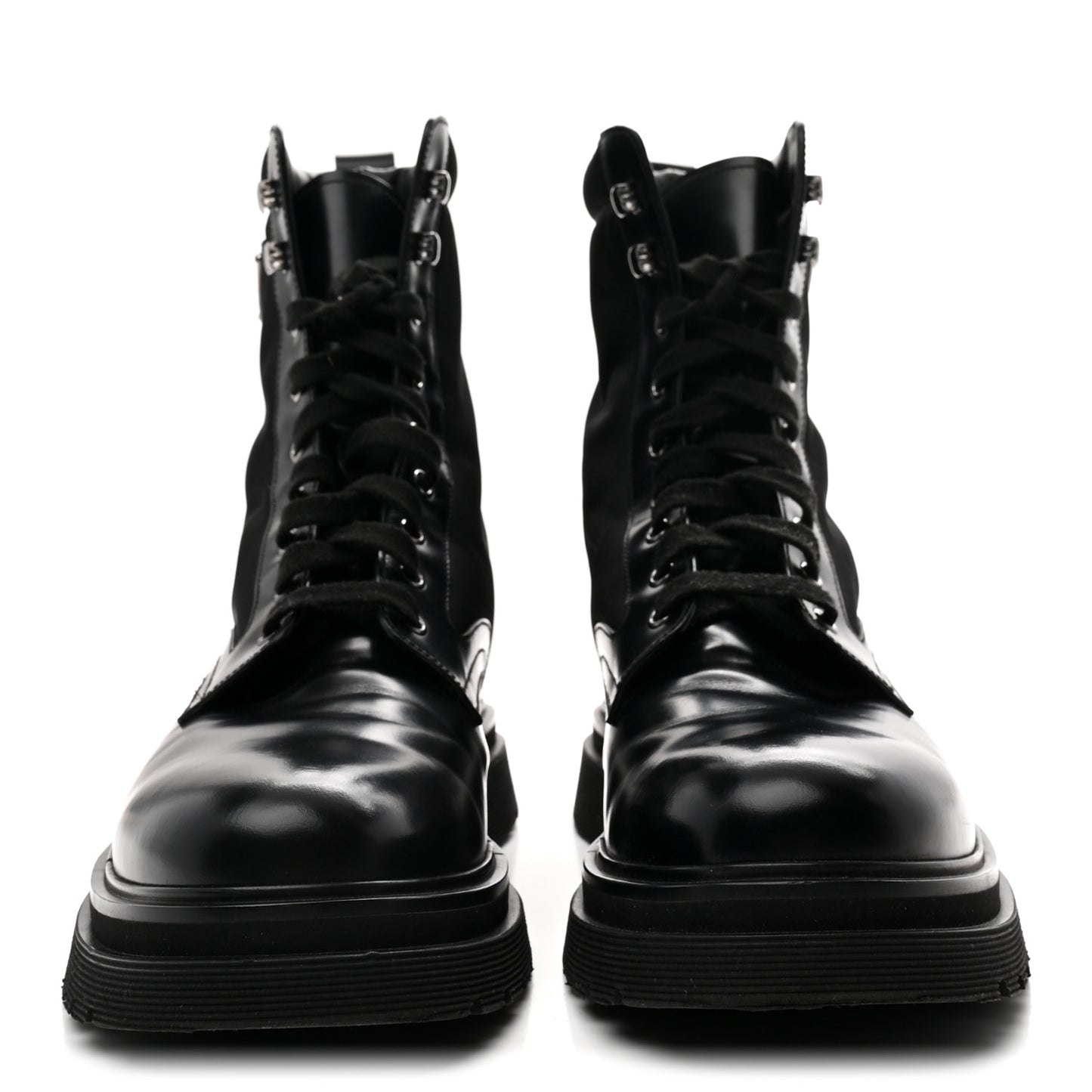 Spazzolato Rois Re-Nylon Metal Triangle Logo Mens 40mm Combat Boots 10 Black