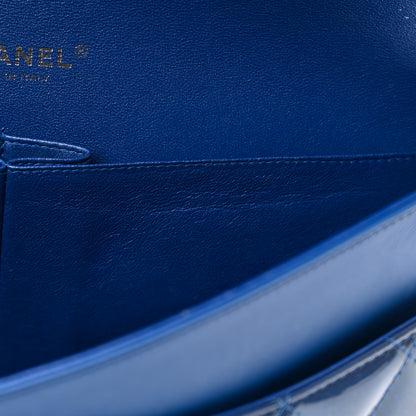 Chanel Patent Quilted Jumbo Double Flap Blue 12 of 13
