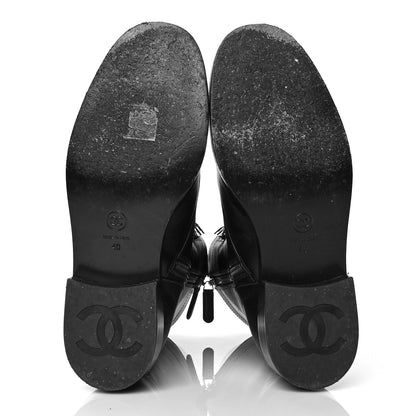 Chanel Calfskin Lace Up Combat Boots 40 Black 5 of 14