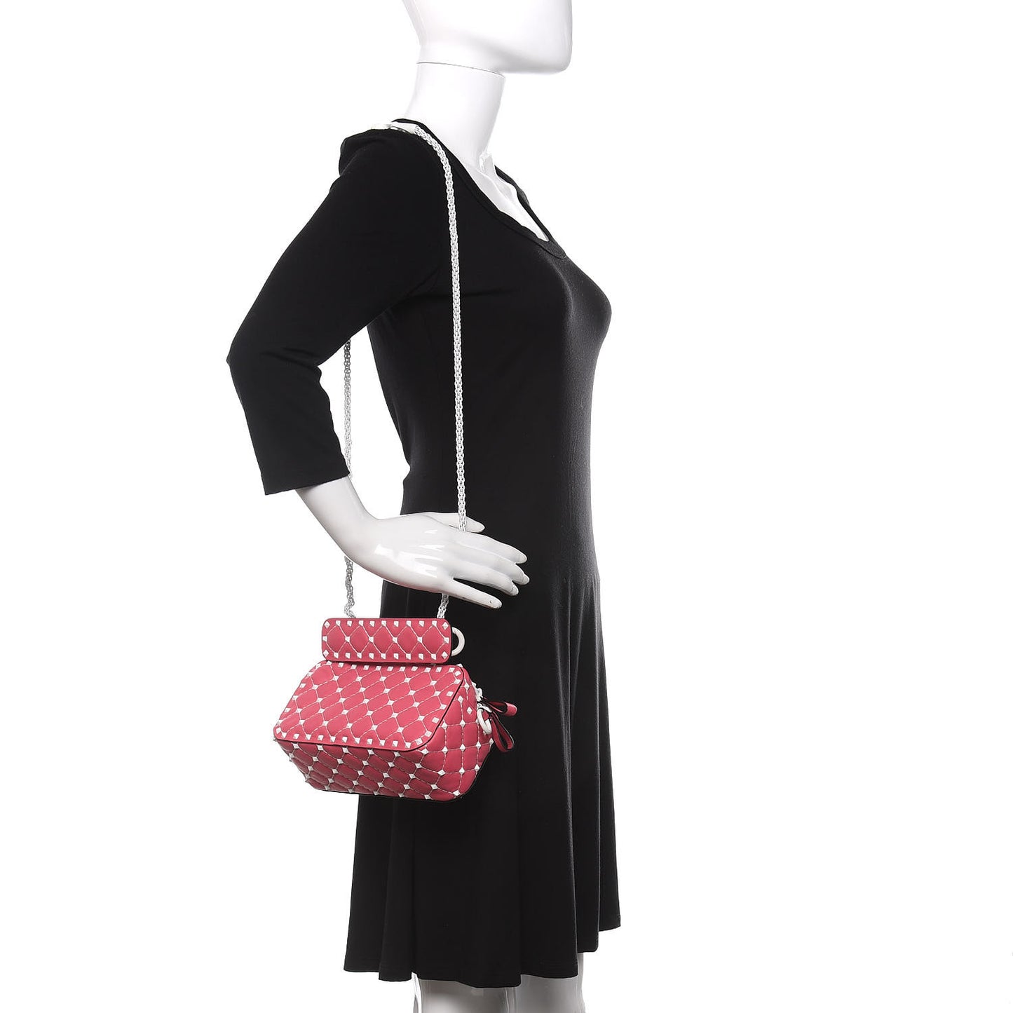 Lambskin Free Rockstud Spike Camera Bag Shadow Pink