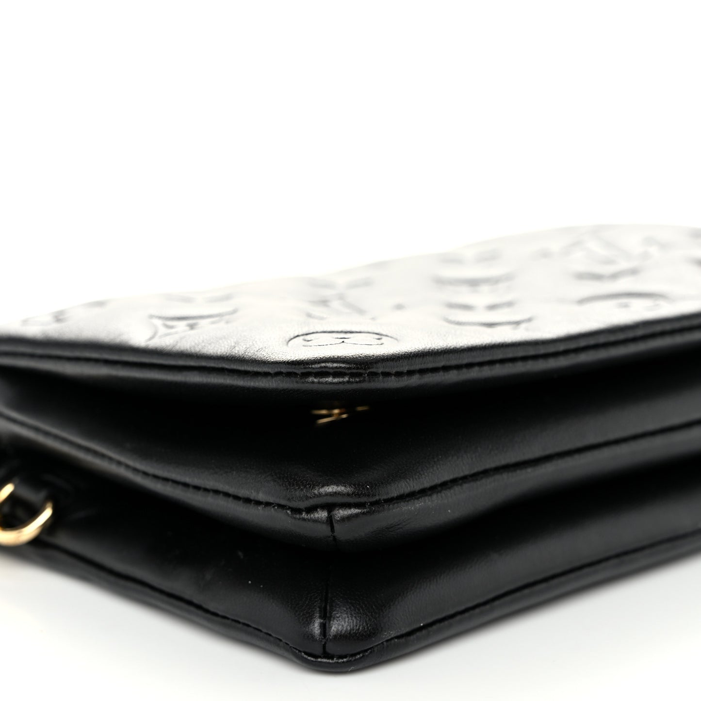 Lambskin Embossed Monogram Pochette Coussin Black