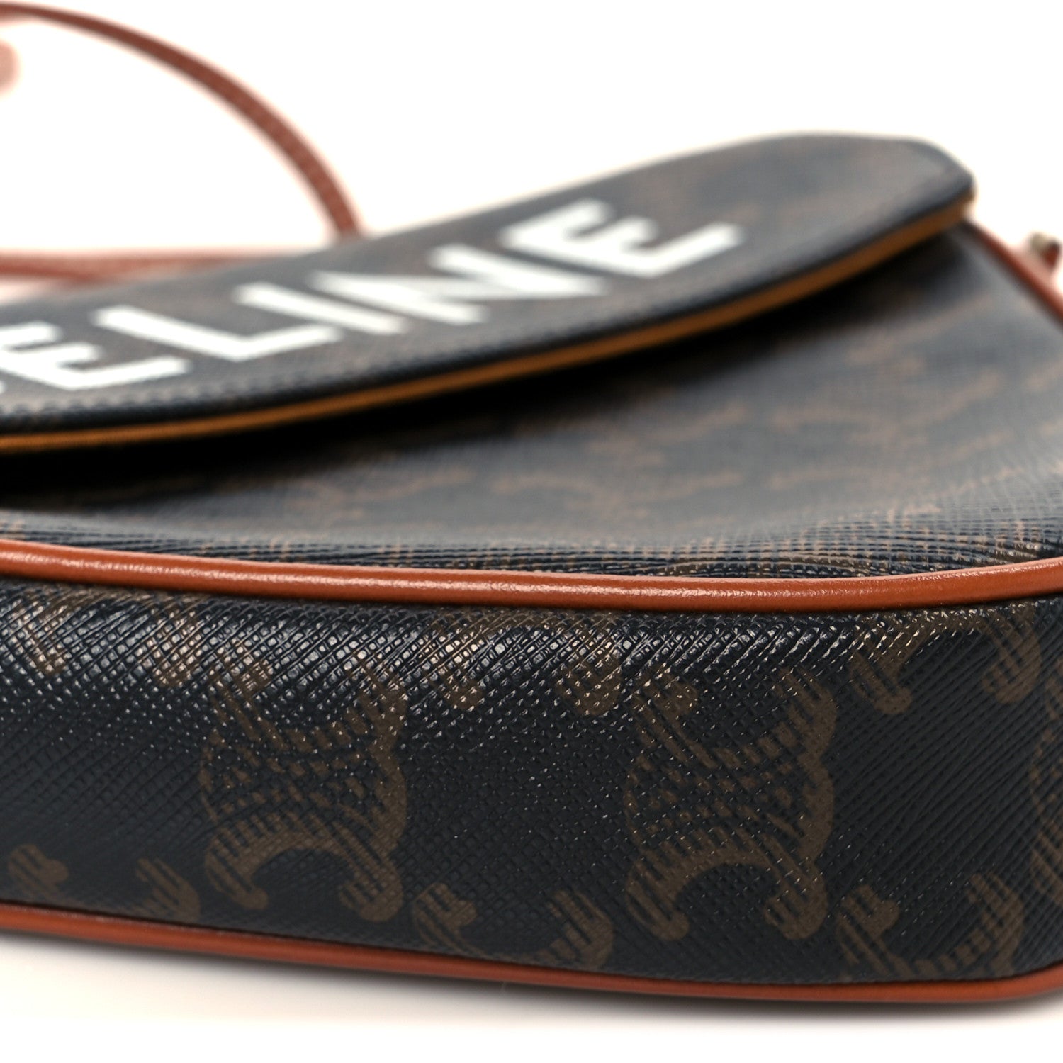 Celine Triomphe Canvas Triangle Crossbody Bag Tan 10 of 11