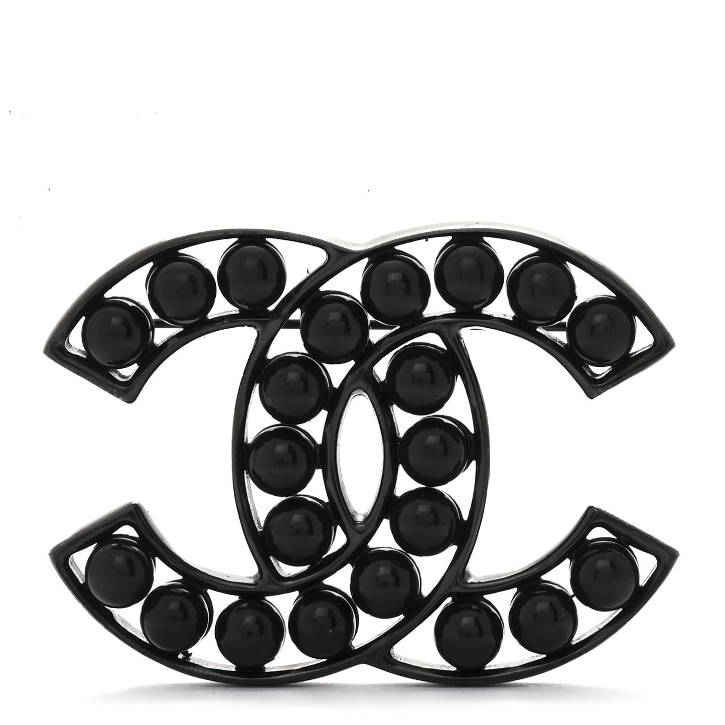 Bead CC Brooch Black