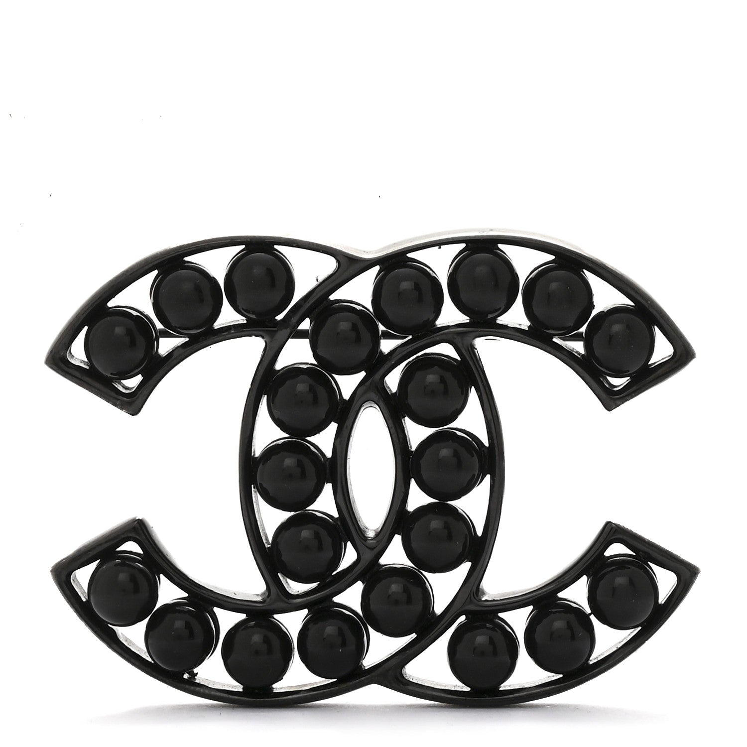 Chanel Bead CC Brooch Black 1 of 4