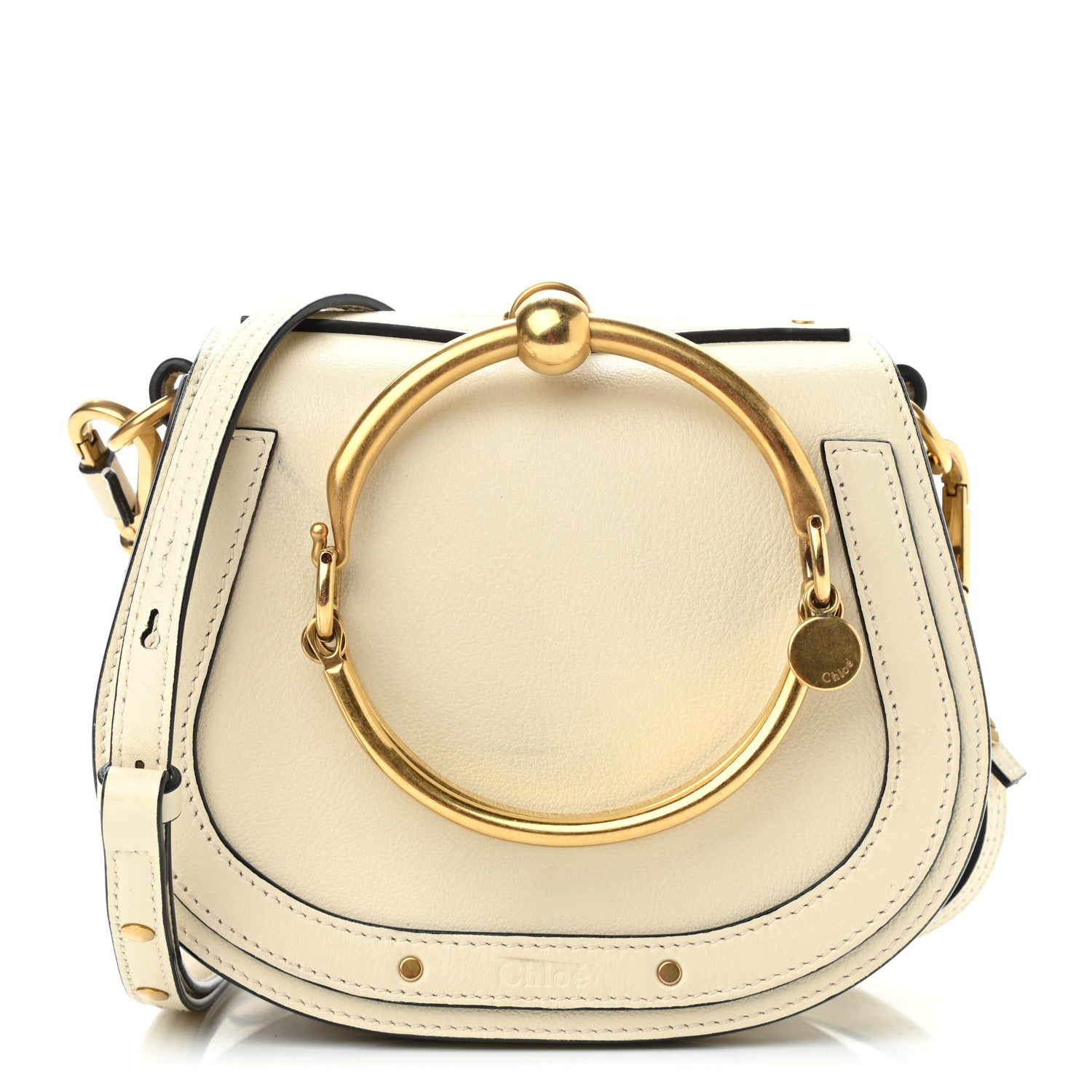 Chloe Calfskin Suede Small Nile Bracelet Bag Off White 1 of 14
