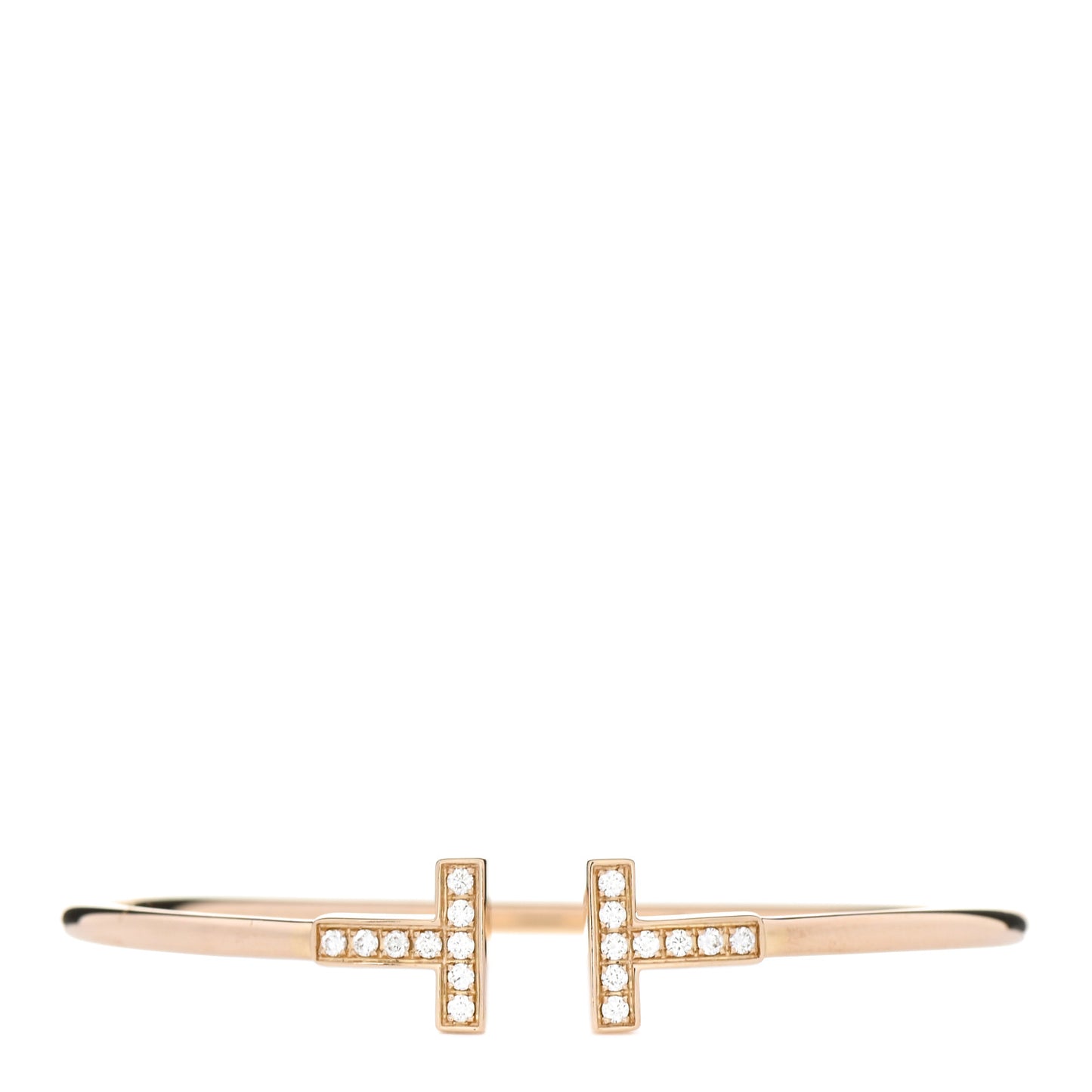 18K Rose Gold Diamond T Wire Bracelet