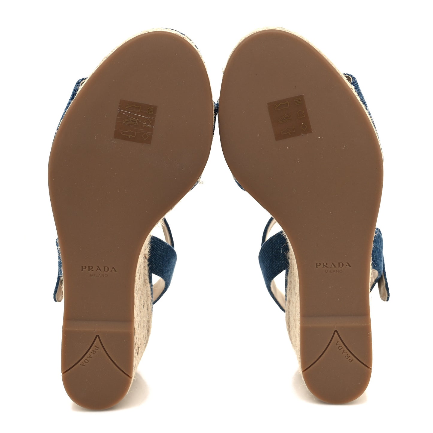 Denim Logo Espadrille 70mm Wedge Sandals 36 Bleu
