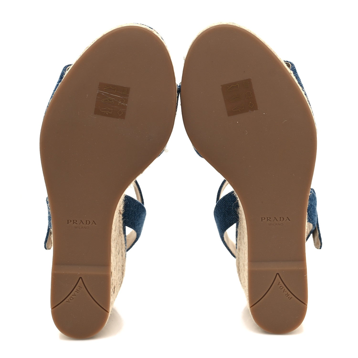 Prada Denim Logo Espadrille 70mm Wedge Sandals 36 Bleu 5 of 8