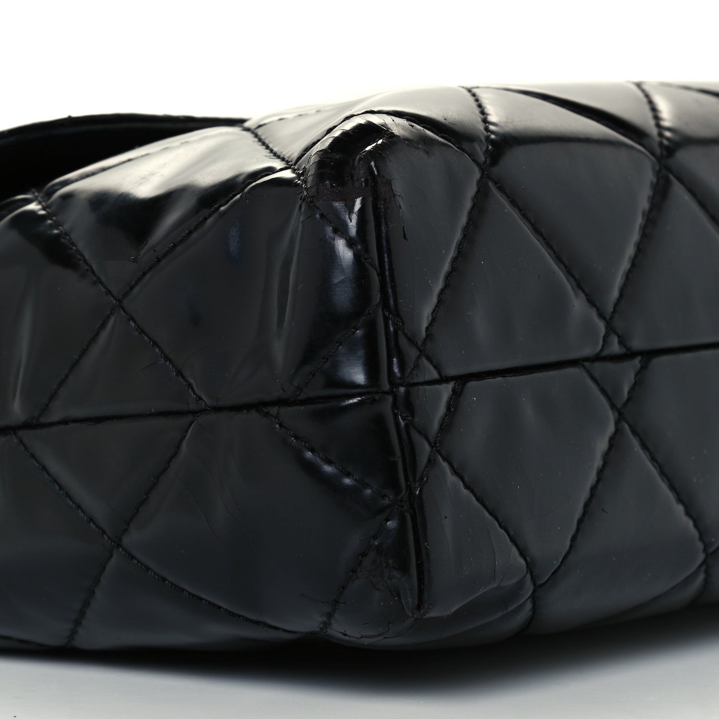 Patent Quilted Jumbo Flap Black