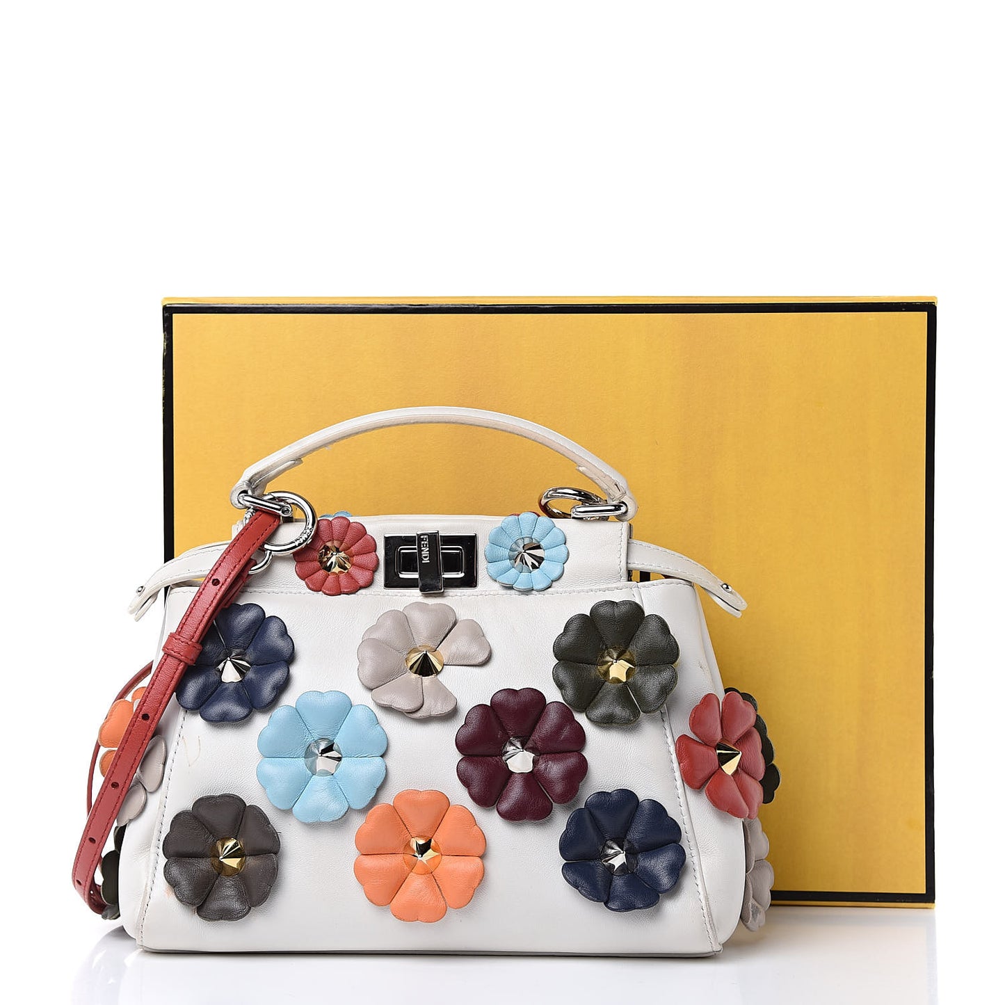 Nappa Flowerland Mini Peekaboo Iconic Satchel White Ice Multicolor
