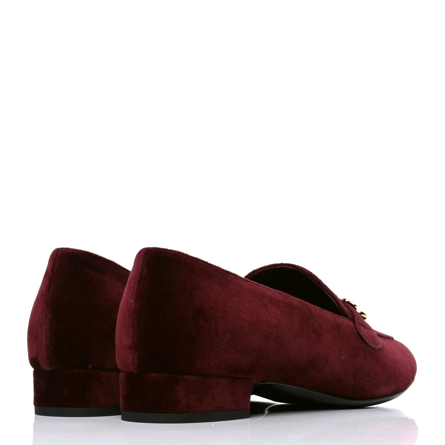 Chanel Velvet Moccasin Loafers 38.5 Burgundy 3 of 4