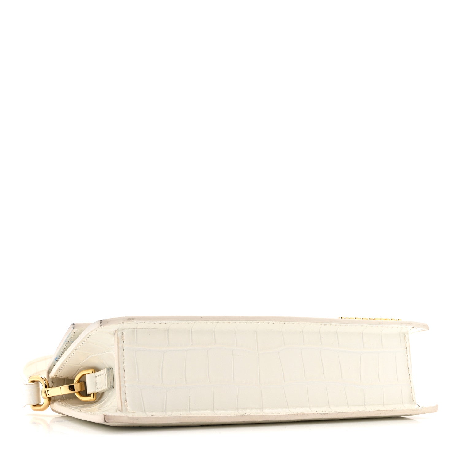Jacquemus Calfskin Crocodile Embossed Le Chiquito Long White 4 of 13