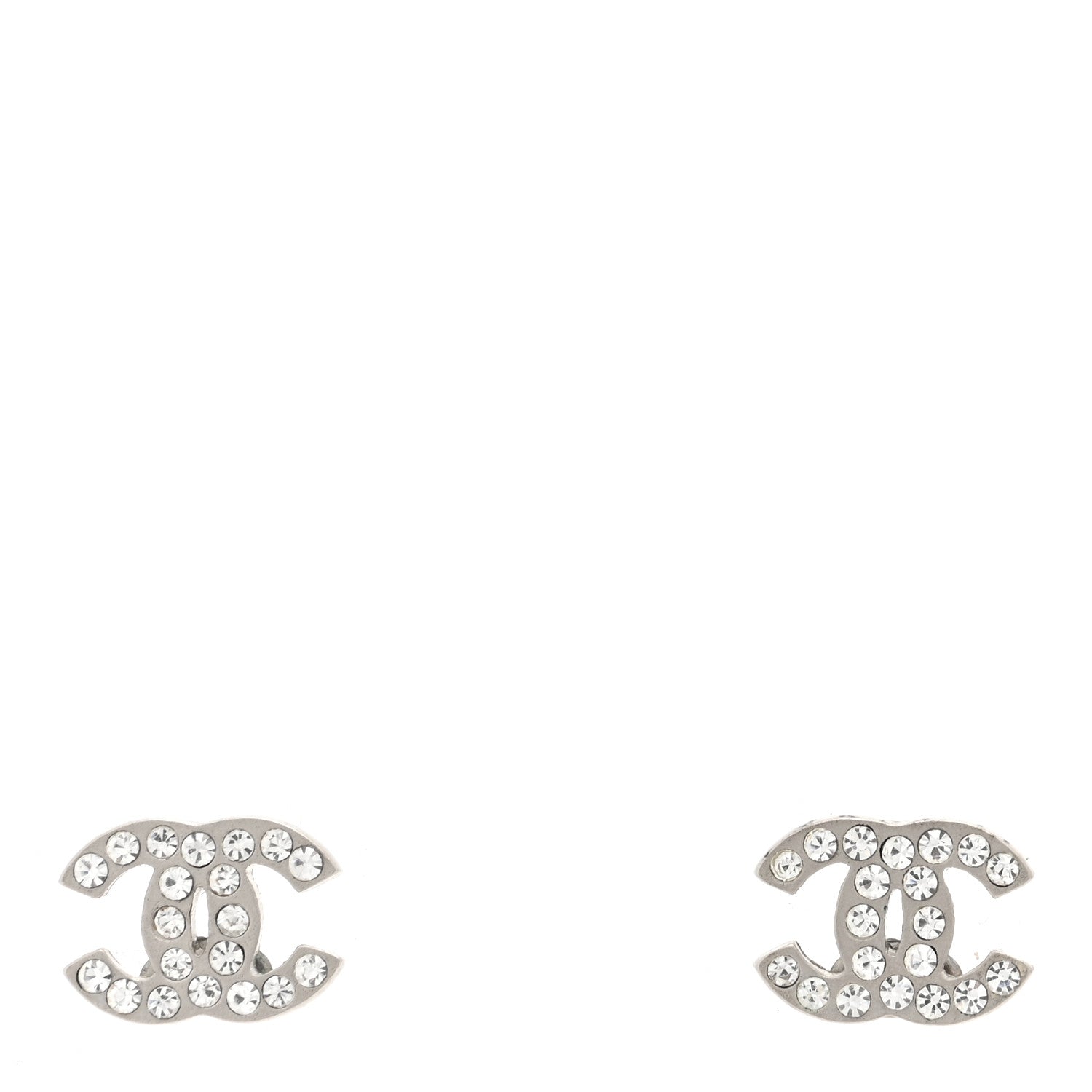Chanel Crystal Mini Timeless CC Earrings Silver 1 of 4