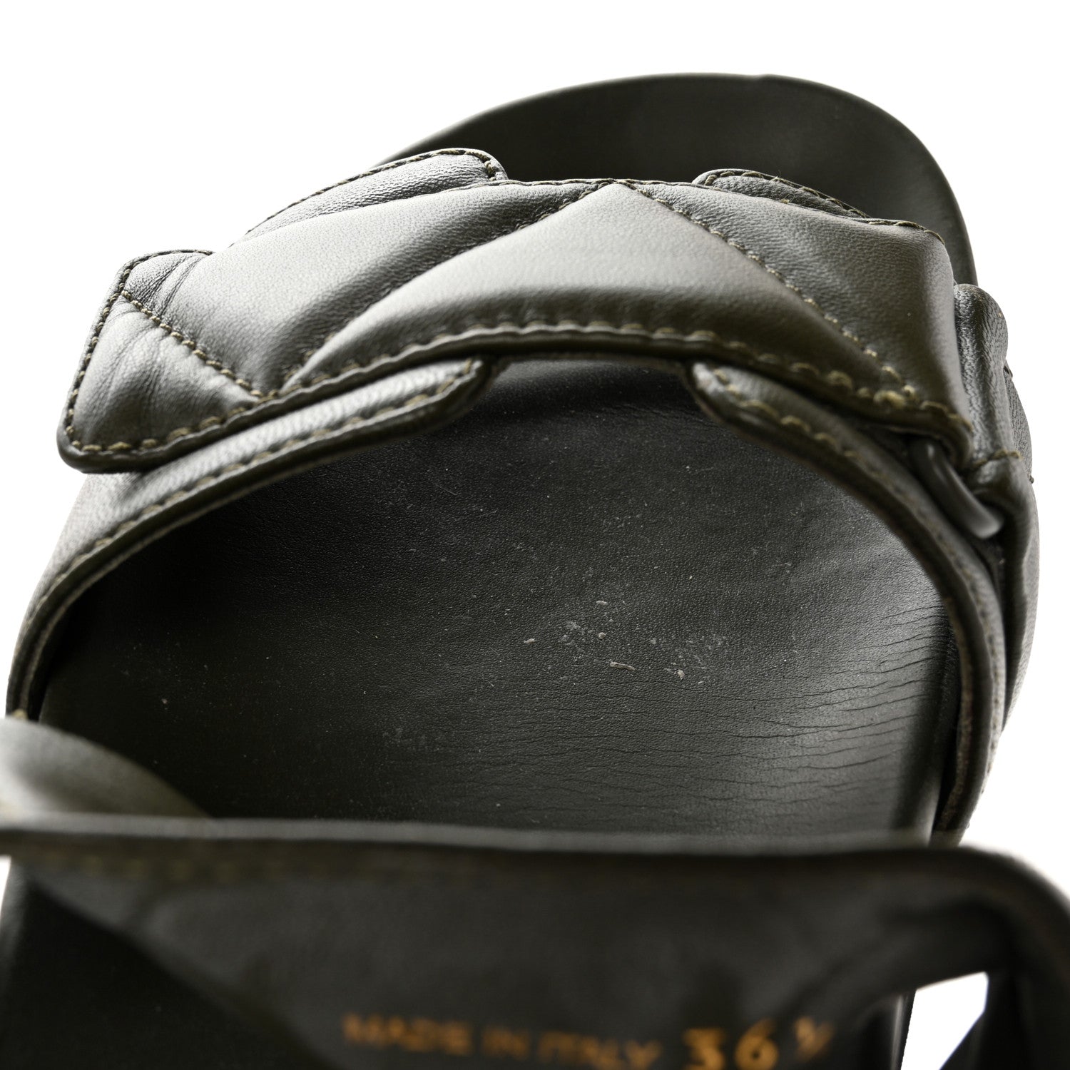 Prada Nappa Logo Quilted Velcro Strap Lug Sole Slide Sandals 36.5 Militare 9 of 14
