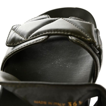 Prada Nappa Logo Quilted Velcro Strap Lug Sole Slide Sandals 36.5 Militare 9 of 14