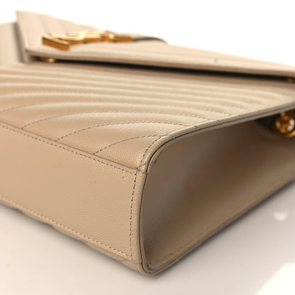 Saint Laurent Grain De Poudre Matelasse Large Monogram Satchel Nude Powder 9 of 10