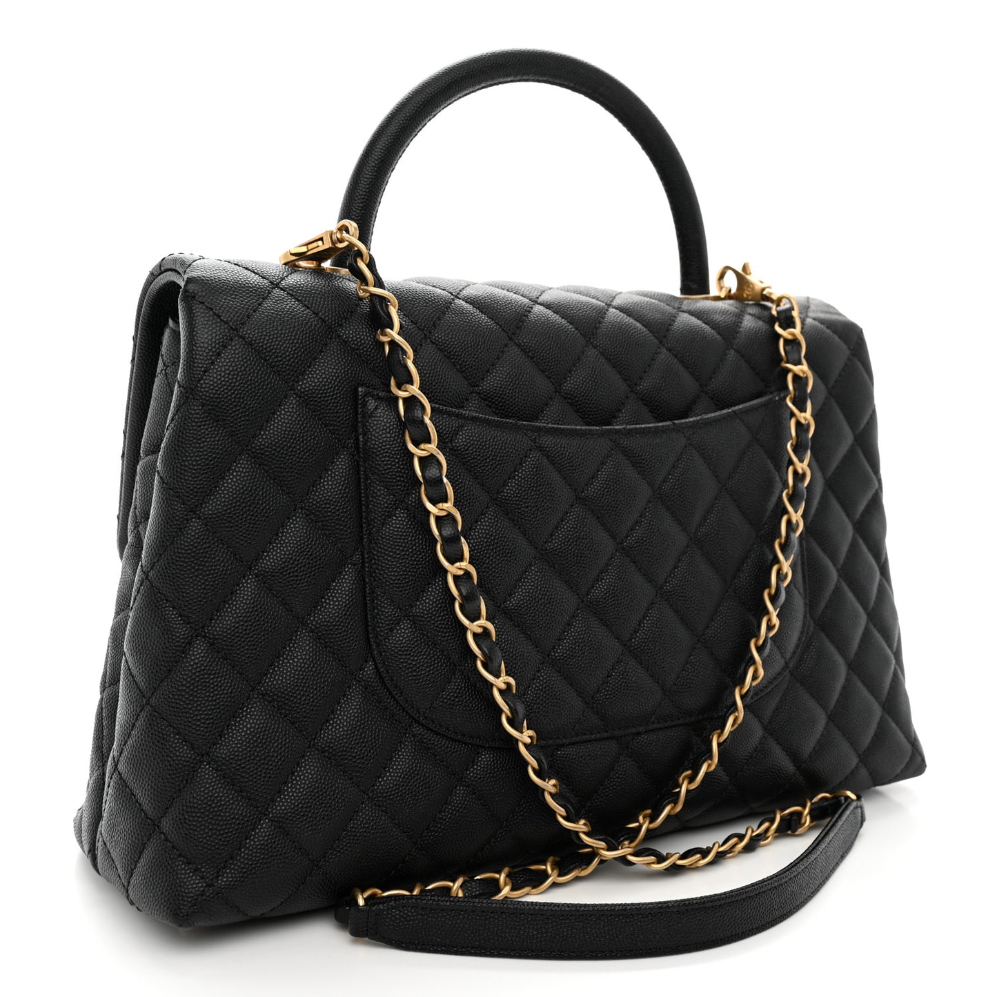 Caviar Quilted Medium Coco Handle Flap Black