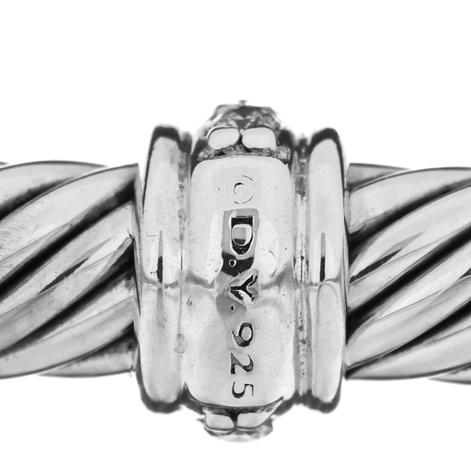 David Yurman Sterling Silver Diamond 4mm Cable Classics Single Station Bracelet 3 of 3