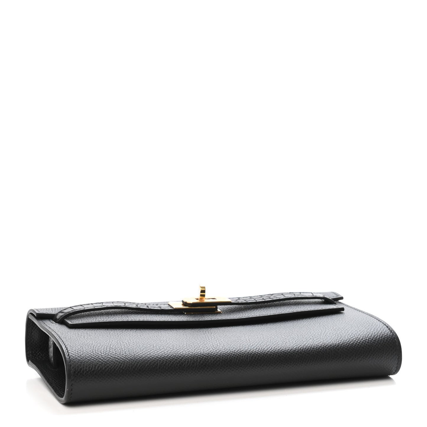 Epsom Shiny Alligator Touch Kelly Wallet To Go Black
