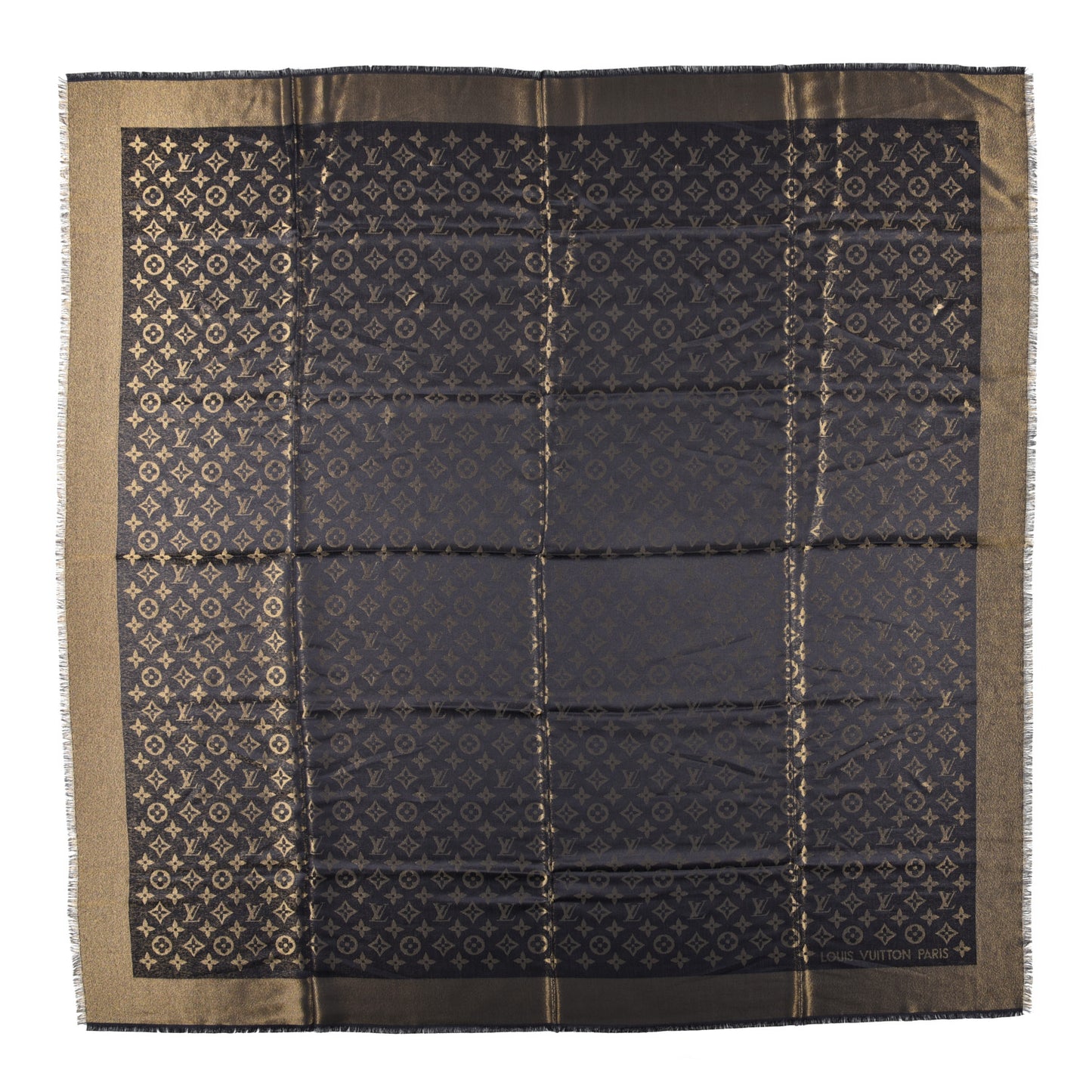 Silk Lurex Wool So Shine Monogram Shawl Black
