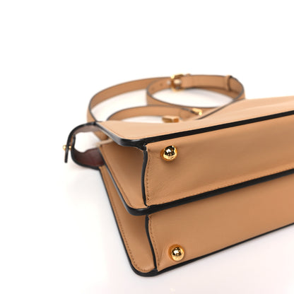 Fendi Vitello Seta Nappa Bi-Color Small Peekaboo I SEE U Satchel Miele Scuro Light Rose Ghianda 7 of 9