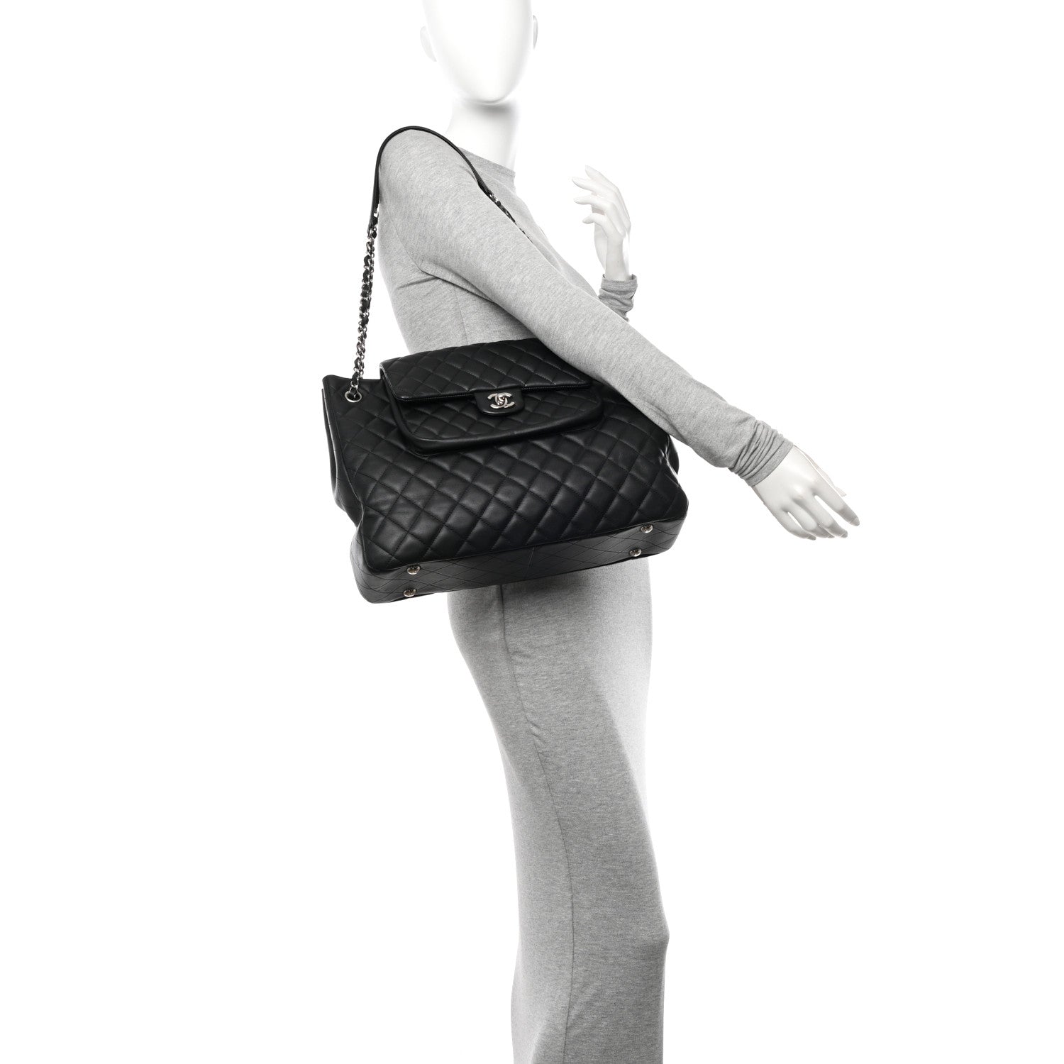 Chanel Calfskin Quilted Flap Tote Black 2 of 10