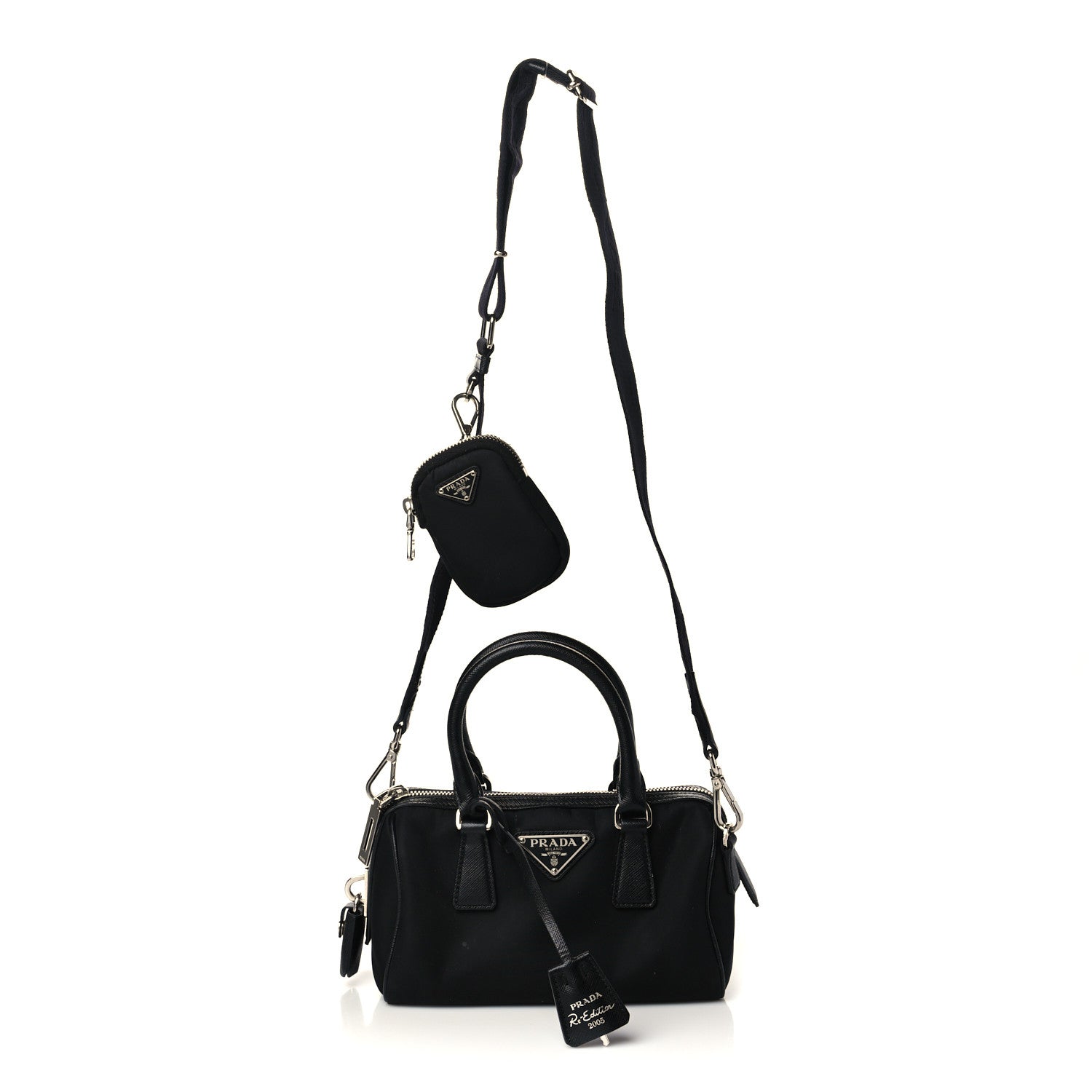 Prada Nylon Saffiano Re-Edition 2005 Top Handle Crossbody Bag Black 1 of 6