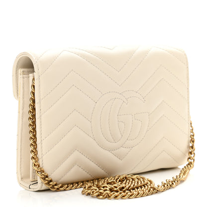 Gucci Calfskin Matelasse GG Marmont Chain Wallet Mystic White 3 of 10